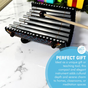 Traditional Chime Xylophone with Aboriginal style decoration, Handcrafted Percussion Instrument with beater