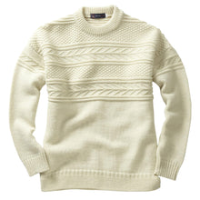 Load image into Gallery viewer, Pure British Wool GUERNSEY SWEATER | X LARGE | Ecru neutral colour | 100% British wool with a traditional textured pattern | Crew neck | Fisherman jumper | Tight knit weave
