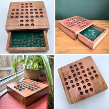 Load image into Gallery viewer, Wooden Solitaire with Drawer for Storing Marbles | Travel Games | Strategic &amp; Traditional Games | Perfect for Adults &amp; Family Fun
