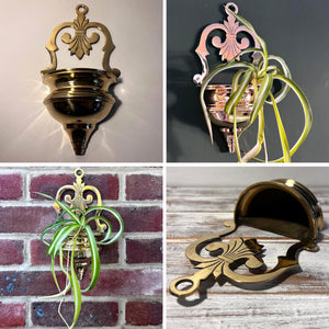 Brass Wall Planter, Wall Sconce Planter for indoor or outdoor use