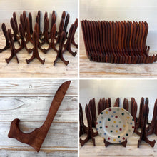 Load image into Gallery viewer, Wooden Plate Display Stands 25cm – Set of 24 Hinged Easel Holders
