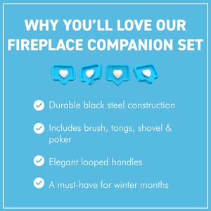 Five-piece metal black loop-handled Fireplace Companion