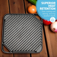 Load image into Gallery viewer, 𝗥𝗘𝗩𝗘𝗥𝗦𝗜𝗕𝗟𝗘 𝟮𝟳𝗖𝗠 𝗖𝗔𝗦𝗧 𝗜𝗥𝗢𝗡 𝗚𝗥𝗜𝗟𝗟 &amp; 𝗚𝗥𝗜𝗗𝗗𝗟𝗘 𝗣𝗔𝗡 Double-Sided Non-Stick Oven Stovetop BBQ Pan
