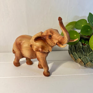 Free Standing Wood effect Masterful Elephant Decorative Ornament | Elephant Ornaments | Home Accessory Gift | Living Room | Wildlife Animal