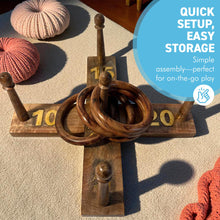 Load image into Gallery viewer, 𝗟𝗨𝗫𝗨𝗥𝗬 𝗦𝗢𝗟𝗜𝗗 𝗪𝗢𝗢𝗗 𝗤𝗨𝗢𝗜𝗧𝗦 𝗚𝗔𝗠𝗘 Set 5 Rings 30cm – Family Fun Hoopla Game

