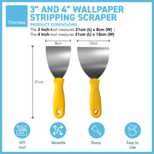 Load image into Gallery viewer, Set of Two Wallpaper stripping tools | 1 x 3 Inch and 1 x 4 Inch |Wallpaper scraper sharp | DIY scraper | Heavy duty scraper | Wallpaper stripper
