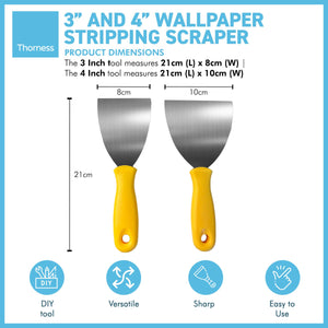 Set of Two Wallpaper stripping tools | 1 x 3 Inch and 1 x 4 Inch |Wallpaper scraper sharp | DIY scraper | Heavy duty scraper | Wallpaper stripper