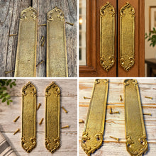 Load image into Gallery viewer, The Arcadia Finger Plates – A Pair of Slim Solid Brass Door Push Plates
