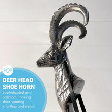 Load image into Gallery viewer, Long-Handled Aluminum Deer Head Shoe Horn – Durable, Easy-to-Use Shoehorn with Elegant Horse Design
