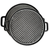 𝗗𝗢𝗨𝗕𝗟𝗘-𝗦𝗜𝗗𝗘𝗗 𝗖𝗔𝗦𝗧 𝗜𝗥𝗢𝗡 𝗚𝗥𝗜𝗗𝗗𝗟𝗘 𝗣𝗔𝗡 𝟯𝟬𝗖𝗠 – Reversible Flat & Ribbed, Stove & Grill Compatible