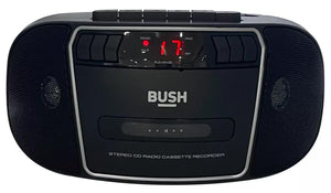 Bush CD Radio Cassette Boombox |  Black with Silver trim | CD rewritable compatible | FM tuner | Stereo speakers  | 2 Watts