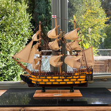 Load image into Gallery viewer, Wooden HMS Victory detailed model | Sailing gift | Wooden ships | Model battle ships | Sturdy construction | Cotton sails and rigging |  42cm (L) x 41cm (H)
