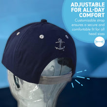 Load image into Gallery viewer, Cabin Boy Adjustable Navy Blue Baseball Cap, classic unisex cotton hat for casual, sports &amp; outdoor wear
