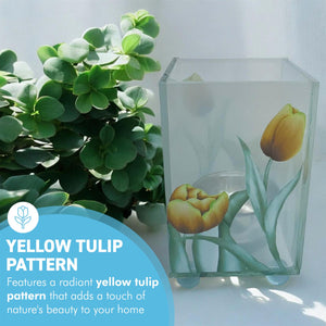 Elegant Yellow Tulip Glass Votive Candle Holder – Perfect for Home Decor & Gifts