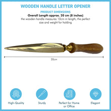 Load image into Gallery viewer, Wooden Handle Letter Opener | Brass-Plated Split File | Envelope Opener for School, Home, and Office Use
