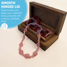 Load image into Gallery viewer, Rosewood Floral Heart Inlaid Trinket Box, Handmade Wooden Keepsake Box with Brass &amp; Mango Wood Inlay, Jewellery Storage Box for Rings, Earrings, Cufflinks &amp; Small Treasures, 10 x 5 x 3 cm
