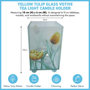 Elegant Yellow Tulip Glass Votive Candle Holder – Perfect for Home Decor & Gifts