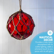 Load image into Gallery viewer, Red Glass Fishing Buoy Tiki Bar Light with LED Lights, Nautical-Style Ornament for Home Decor
