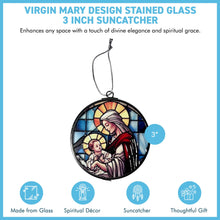 Load image into Gallery viewer, 3-Inch Virgin Mary Stained Glass Suncatcher | Beautiful Religious Window Decoration
