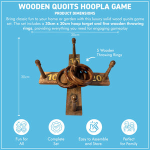 𝗟𝗨𝗫𝗨𝗥𝗬 𝗦𝗢𝗟𝗜𝗗 𝗪𝗢𝗢𝗗 𝗤𝗨𝗢𝗜𝗧𝗦 𝗚𝗔𝗠𝗘 Set 5 Rings 30cm – Family Fun Hoopla Game