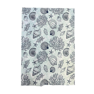 SHELLS AND CORAL TEA TOWEL | 100% COTTON TEA TOWEL | Kitchen hand towel | Nautical gift | Beach themed gift | Perfect gift for beach lovers | 70 cm x 50 cm