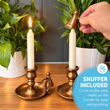 Load image into Gallery viewer, Pair of Wee Willie Winkie Chambersticks – Brass with Snuffers

