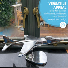 Load image into Gallery viewer, Harrier Military Heritage Metal Model – Polished Aluminium Aviation Display Piece, 42cm x 25cm, Iconic Jump Jet Design for Home &amp; Office Decor
