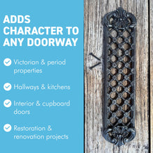 Load image into Gallery viewer, The Jali – Pierced Lattice Cast Iron Finger Plate That Turns a Plain Door into a Period Feature
