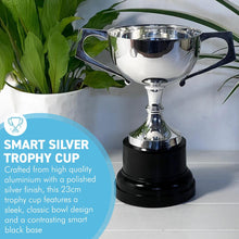 Load image into Gallery viewer, Elegant 9-inch (23cm) Silver Trophy Cup for Celebrating Achievements – Ideal Award for Sports, Competitions &amp; Ceremonies
