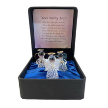 Load image into Gallery viewer, Angels worry box | Mindfulness box | Spiritual gifts | |mental health | guardian angel worry box for your loved ones | Includes 3 glass worry angels with gilded wings | Gift Packaged | Grief Gifts | Angel gifts
