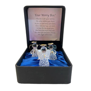 Angels worry box | Mindfulness box | Spiritual gifts | |mental health | guardian angel worry box for your loved ones | Includes 3 glass worry angels with gilded wings | Gift Packaged | Grief Gifts | Angel gifts