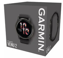 Load image into Gallery viewer, Garmin Venu 2 Slate Stainless Steel Bezel Black Case Leather Band 45 mm Smartwatch - New
