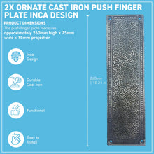 Load image into Gallery viewer, Set of 2 Ornate Inca Design Cast Iron Push Plates – Antique Style Decorative Door Hardware
