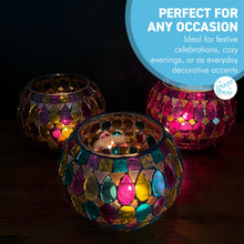 Load image into Gallery viewer, Set of 3 Handmade Mosaic Glass Tea Light Candle Holders, Elegant decor for any occasion
