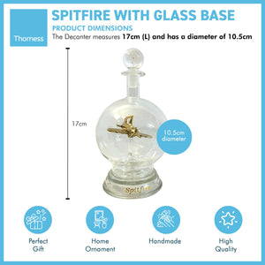 Ornamental glass model of a Spitfire aeroplane in a decorative glass decanter with glass base  | memorabilia | spitfire gifts for men | WW2 gift | wartime memorabilia | Battle of Britain