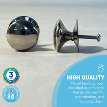 Load image into Gallery viewer, Cherema Nickel Knob | Set of 2 door knobs | Nickel cupboard knobs | Cabinet hardware | Antique nickel cupboard handles | Cupboard door handles | 30mm
