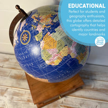 Load image into Gallery viewer, 20cm Globe with Wooden Base &amp; Drawer - Rotating Vintage World Globe, Educational Geographic Desktop Accessory
