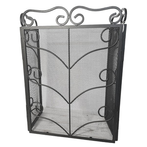 Black Metal foldable 3-panel fireplace surround screen 58cm high with mesh netting | Spark Guard | Fire guard | decorative pattern | Indoor or outdoor use | for open fires, log burners, stoves