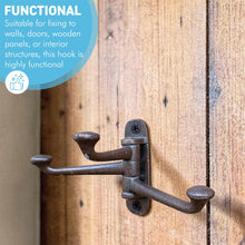 Load image into Gallery viewer, Cast Iron SWIVEL COAT HOOK Black 3-Hinge Wall &amp; Door Mounted Vintage Style Hook
