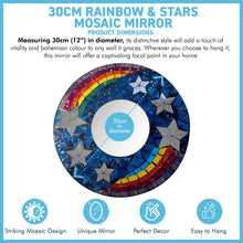 Load image into Gallery viewer, Rainbow &amp; Stars Celestial Round Mirror, Stunning Mosaic Design, 30cm diameter Decorative Mirror

