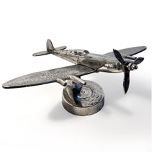 Load image into Gallery viewer, Cast Aluminium Spitfire Model Plane display model on stand with distressed silver finish
