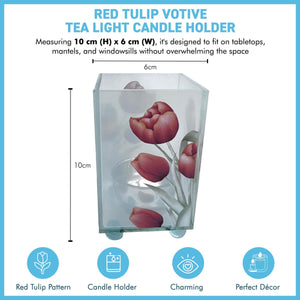 Elegant Red Tulip Glass Votive Candle Holder – Perfect for Home Decor & Gifts