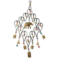 Elephant Windchime with 19 bells and brightly coloured beads, Home and Garden Ornament
