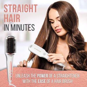 Ionic HAIR STRAIGHTENER BRUSH FOR WOMEN, Fast Heating Ceramic & Anti-Scald Design, 80-230°C Adjustable Temperature - Hot Straightening Brush for Hair Styling by Lily England
