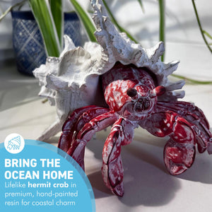 Hand-Painted Hermit Crab Resin Ornament – 19cm Nautical Decor & Unique Gift Idea