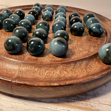 Load image into Gallery viewer, 30cm Diameter MANGO WOOD SOLITAIRE BOARD GAME with Midnight Blue Glass Marbles | |classic wooden solitaire game | strategy board game | family board game | games for one | board games
