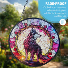 Load image into Gallery viewer, 6-Inch Wolf Design Stained Glass Suncatcher - Enhance Your Space with Beautiful, Colourful Light
