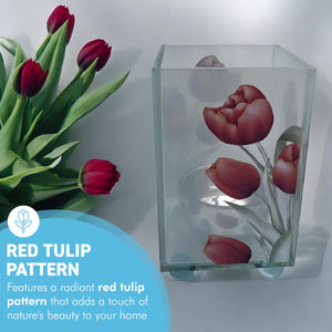 Elegant Red Tulip Glass Votive Candle Holder – Perfect for Home Decor & Gifts