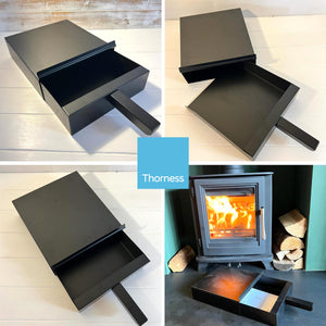 Black powder coated FIRESIDE METAL SQUARE ASH PAN CARRIER BOX AND SHOVEL SET |  Easy Cleaning of Ashes Ideal Fireplace Accessory for Indoor Log Burner & Open Fires