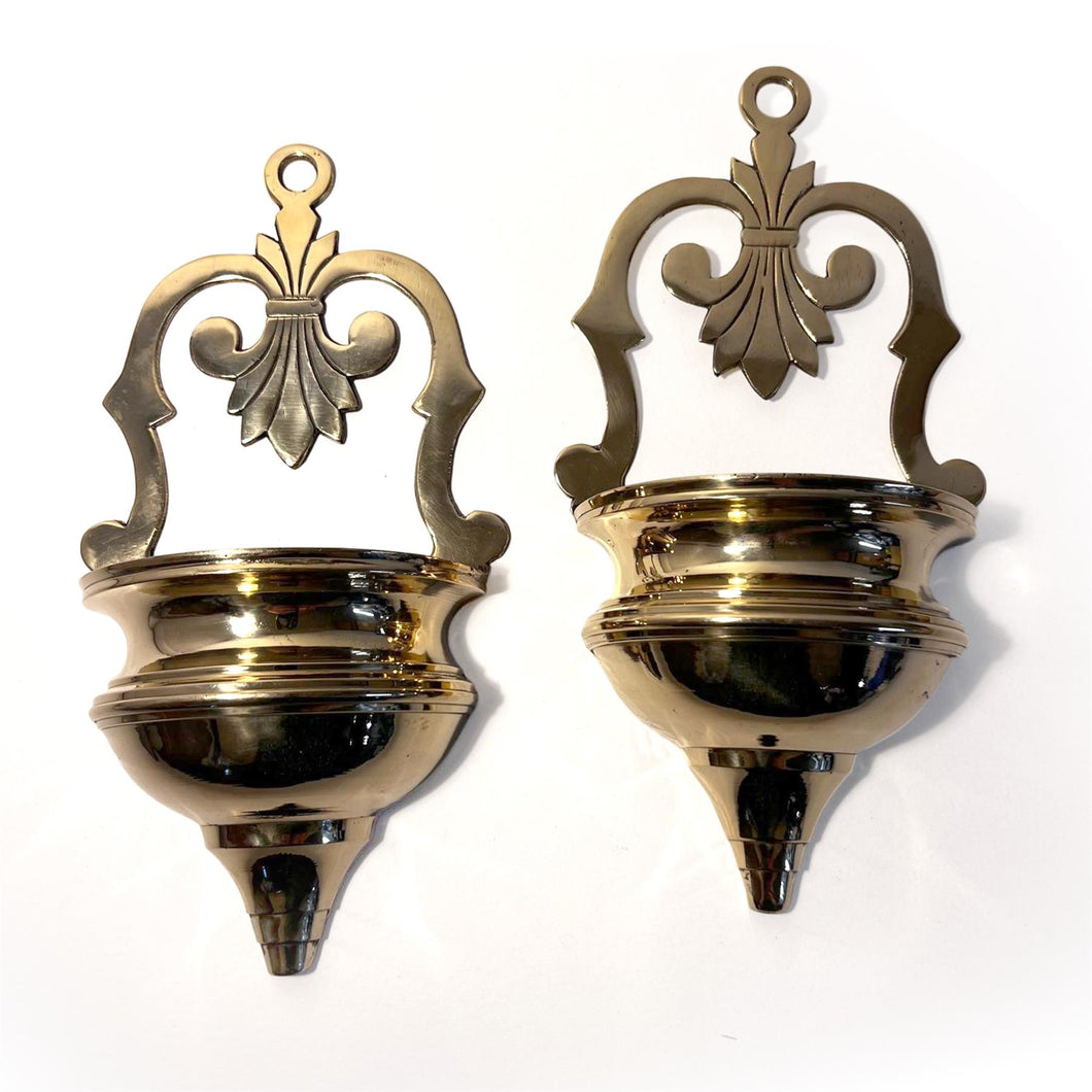 Brass Wall Planters, 2 x Wall Sconce Planters for indoor or outdoor use